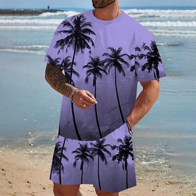 

Мужские комплекты из 2 предметов из кокосовой пальмы, летние топы с коротким рукавом и круглым вырезом, спортивные повседневные летние топы для активного отдыха XL