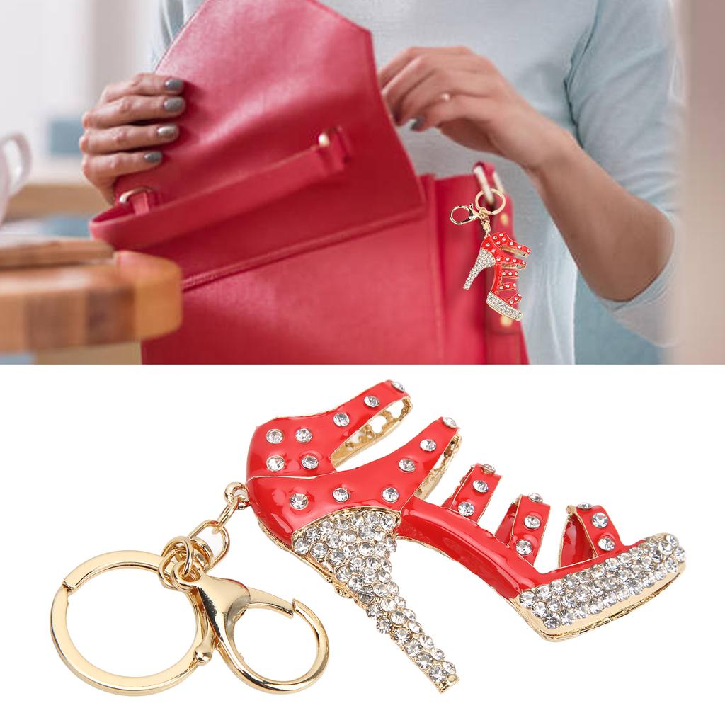 Rhinestone Keychain High Heeled Shoe Shape Cute Jewelry Bag Purse Pendant Accessories
