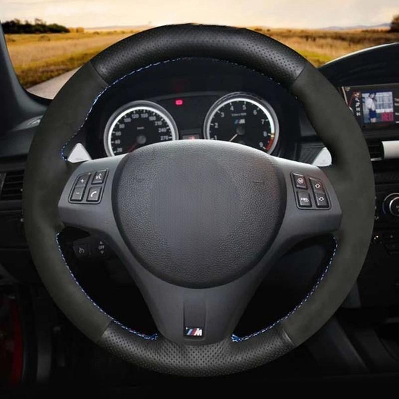 Ized Car Steering Wheel Cover Black Suede Steering Wheel Braid For BMW M Sport M3 E90 E91 E92 E93 E87 E81 E82 E88 X1 E84