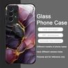 Elegante Custodia in Vetro Temperato con Texture Marmo Cristallo Viola per Samsung Galaxy S25 Ultra S24 S23 Plus S22+ S21 S20 FE Cover