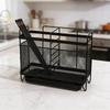 Creative Kitchen Countertop Organizer Mesh Cutlery Holder with Drainage Tray Multipurpose Utensil Storage Rack for Forks Knives Chopsticks
