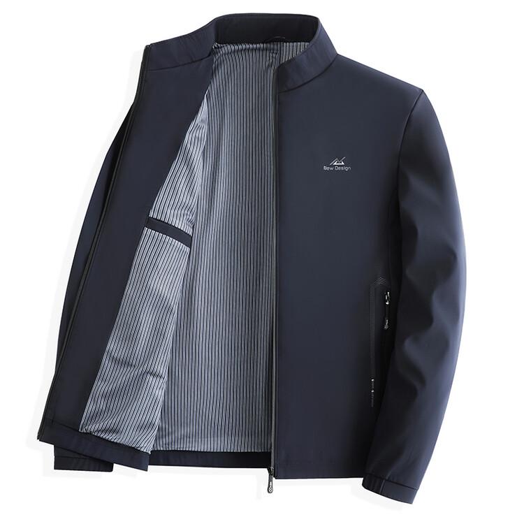 Woodpecker 2025 Autumn Men's Fleece-Lined Stand Collar Jacket for Middle-Aged & Elderly