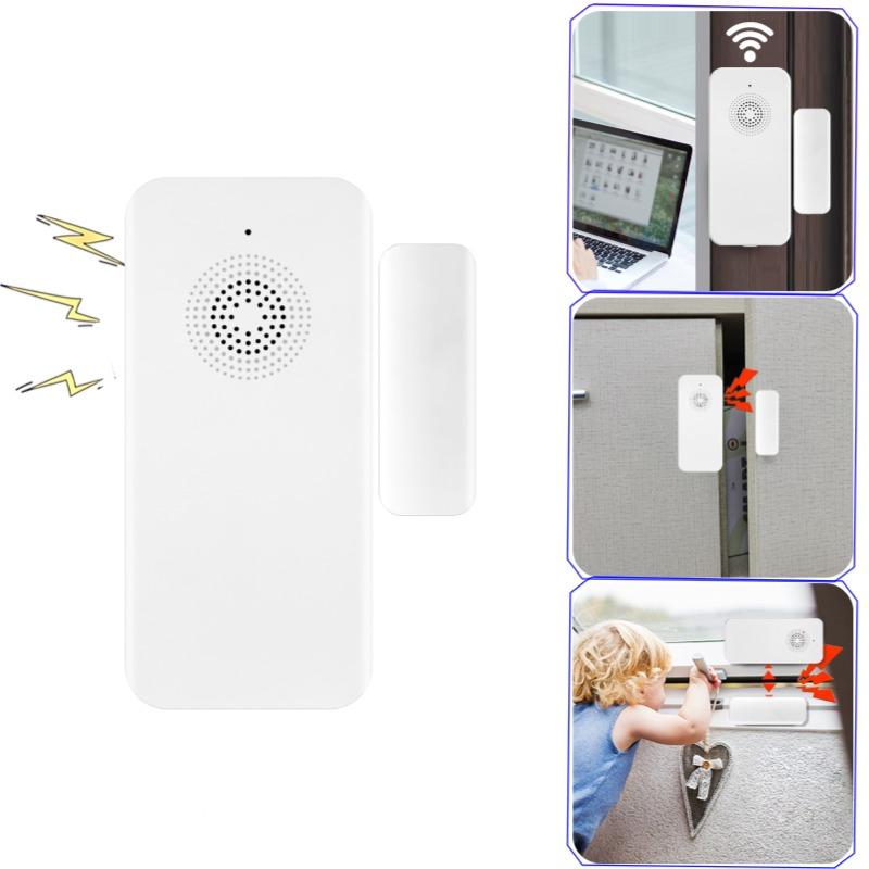 Smart WiFi Door And Window Alarm Sensor, Realtime Smart Door Sensor Sound Alarm, Pool Alarm For Kids Safety, Detector Security Alarm