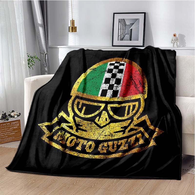 3D Retro Motorcycle G-Guzzi Flannel Printed Blanket Home Sofa Bed Warm Oversized Home Bedding Office Picnic Gift Soft Blanket