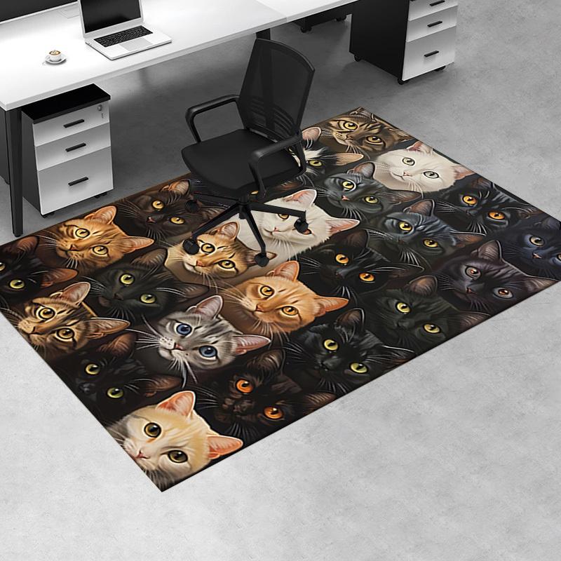 Cute Kitten Theme Chair Mat Office Carpet Oversized Rug for Home Decor, Sofa Carpet, Office Flooring Gift, Suitable for Bedroom, Living Room