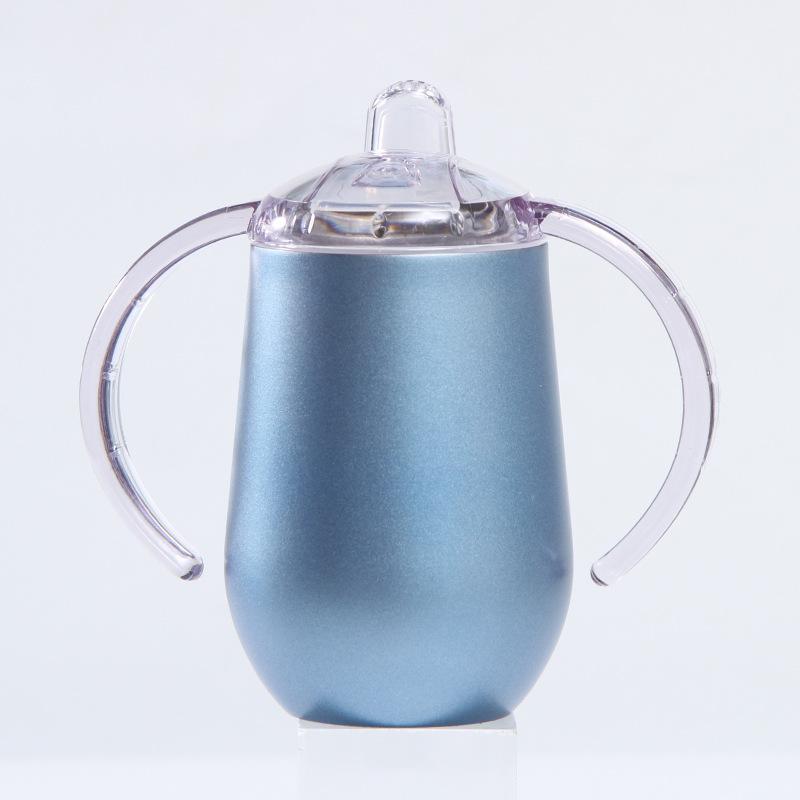 10-Unzen-Eierschalenbecher mit Doppelgriff, doppelwandiger Vakuumbecher aus Edelstahl 304, kreativer Milchbecher für Kinder