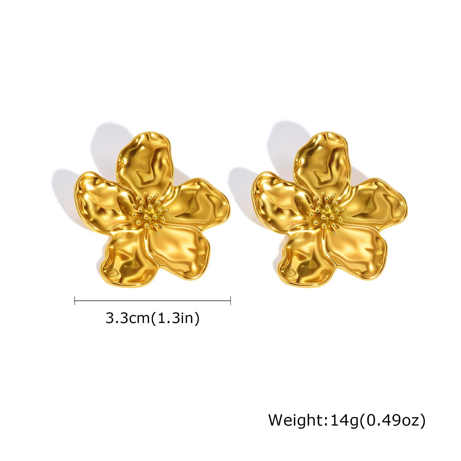 

Flower Earrings Studs for Women Nickel Free, Chunky Stainless Steel Personality Big Pearl Floral Stud Earring Christmas Gift