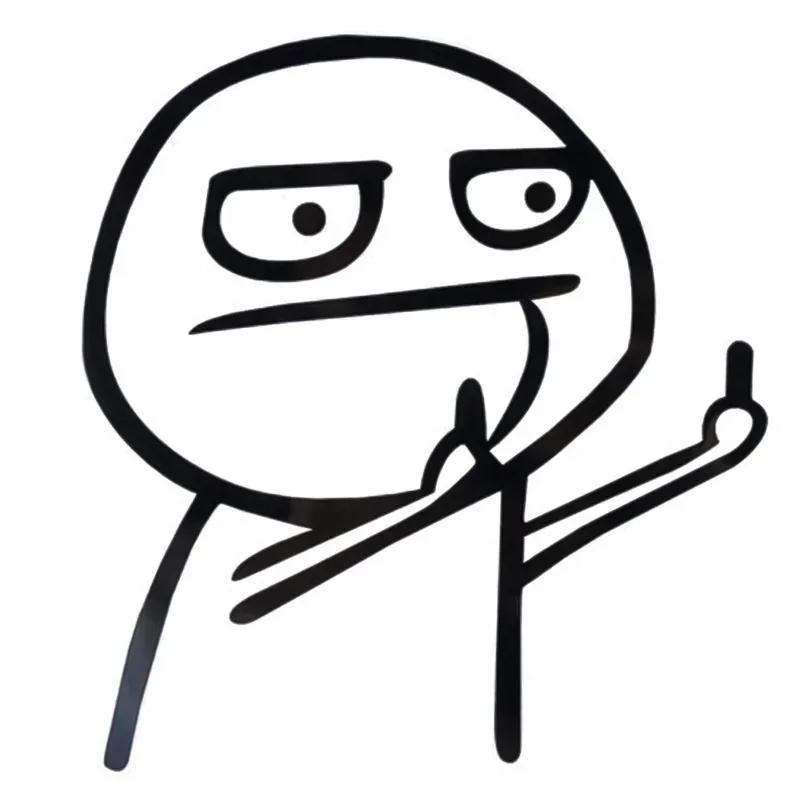 Lustige Mittelfinger Trollgesicht Meme Aufkleber für Stoßstangenkunst Kinderdekorationen Cartoon Wand Anime Niedlich Auto Zuhause Gepäck