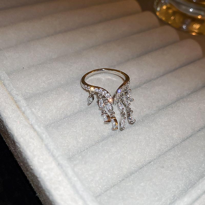 Prsten na otevírání sáčků se cukrem, pozlacený skutečným zlatem, osazený diamanty, Lehký, Vysoce luxusní, High-end, Prsten na ukazováček, Univerzální šperk pro dojíždění