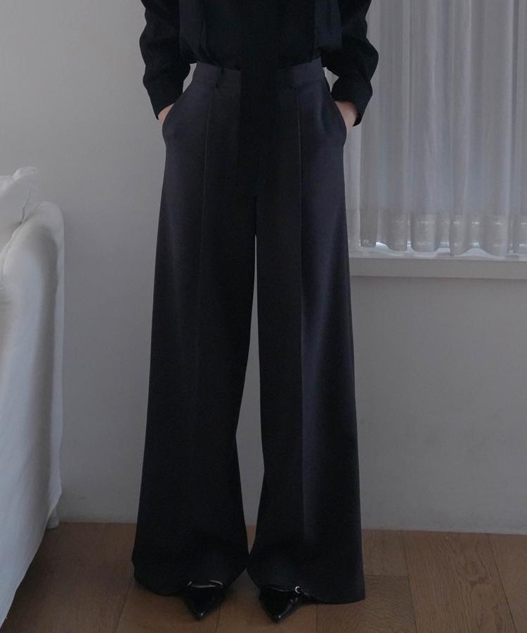 DEHEVE Wool Wide Slacks [Charcoal]