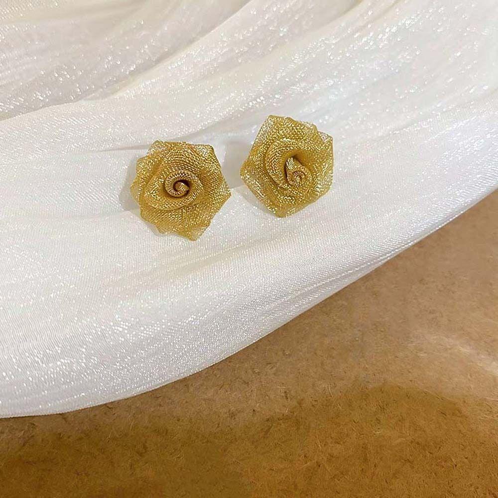

The Story of Roses Flower Ear Studs Jewelry Accessories Rose Studs Earrings Summer золотой