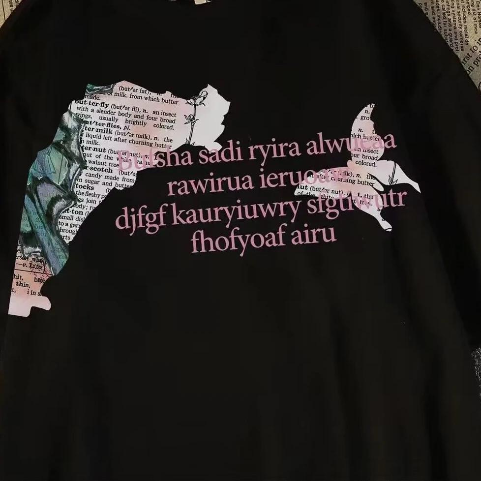 Amerikanisches Retro-Street-T-Shirt mit Schmetterlingsdruck-Grafik, Sommer, Herren und Damen, locker sitzend, Paar, lässig, Hip-Hop, kurze Ärmel, y2k