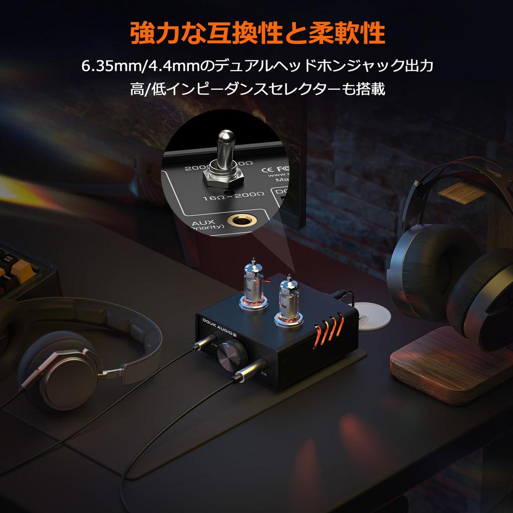 Nobsound P5 HIFI Vacuum Tube Headphone Dual Mono 200V Replaceable Low for Audiophiles Amplifier Design, 4.4mm & 6.35mm Output, High-Voltage Drive,