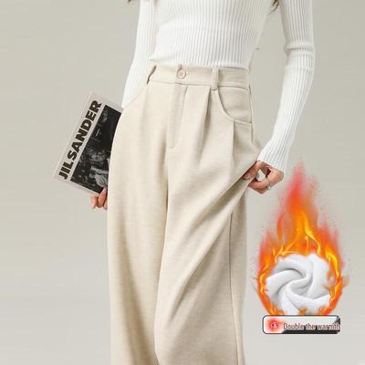 HSTYLE Women's Fleece-Lined Wide-Leg Winter Trousers