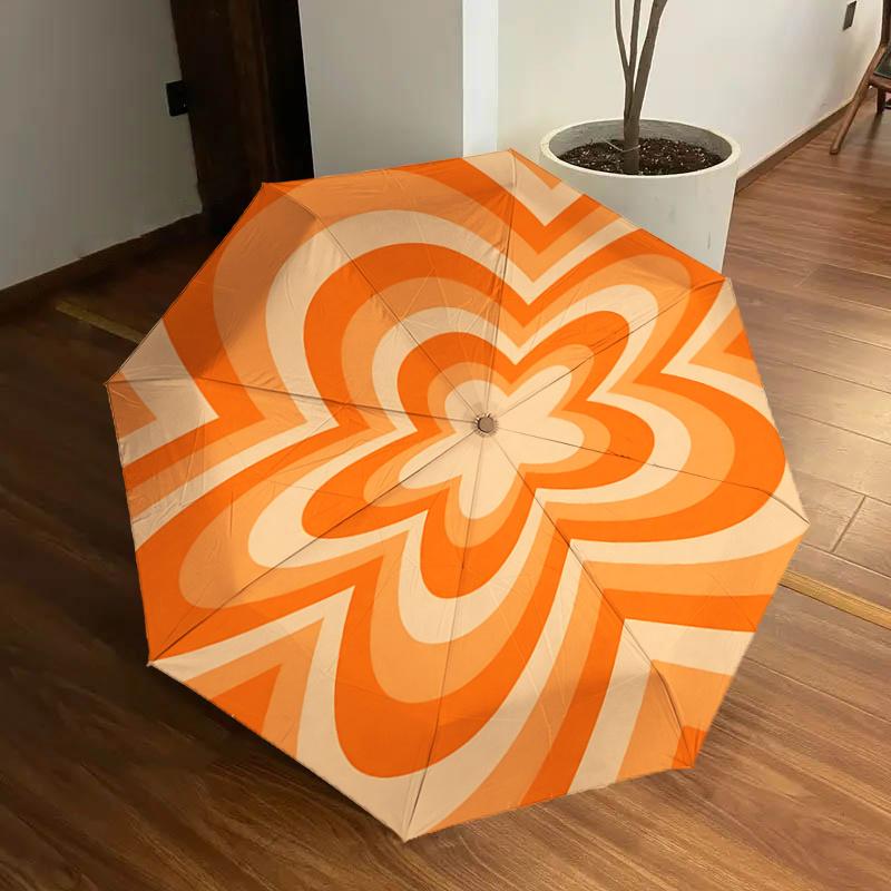 

Flower Pattern Automatic Opening/Closing Umbrella with Portable Tri-Fold Design, 8-Bone Iron Frame,, Ideal Gift for Fans, Travelers, Daily U