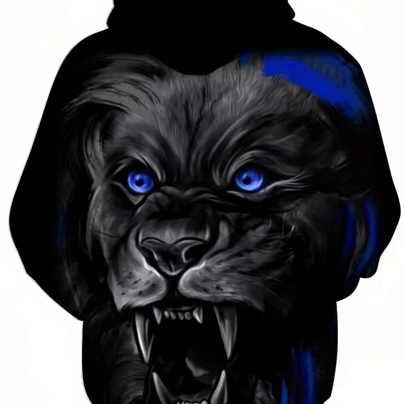 Vintage Tiger Men's Hoodie 3d Print Tops Fashion Animal Graphics Long Sleeve Men Oversized Streetwear Tees