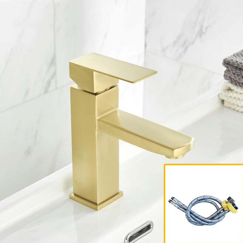 Brushed Gold Square Basin Faucet