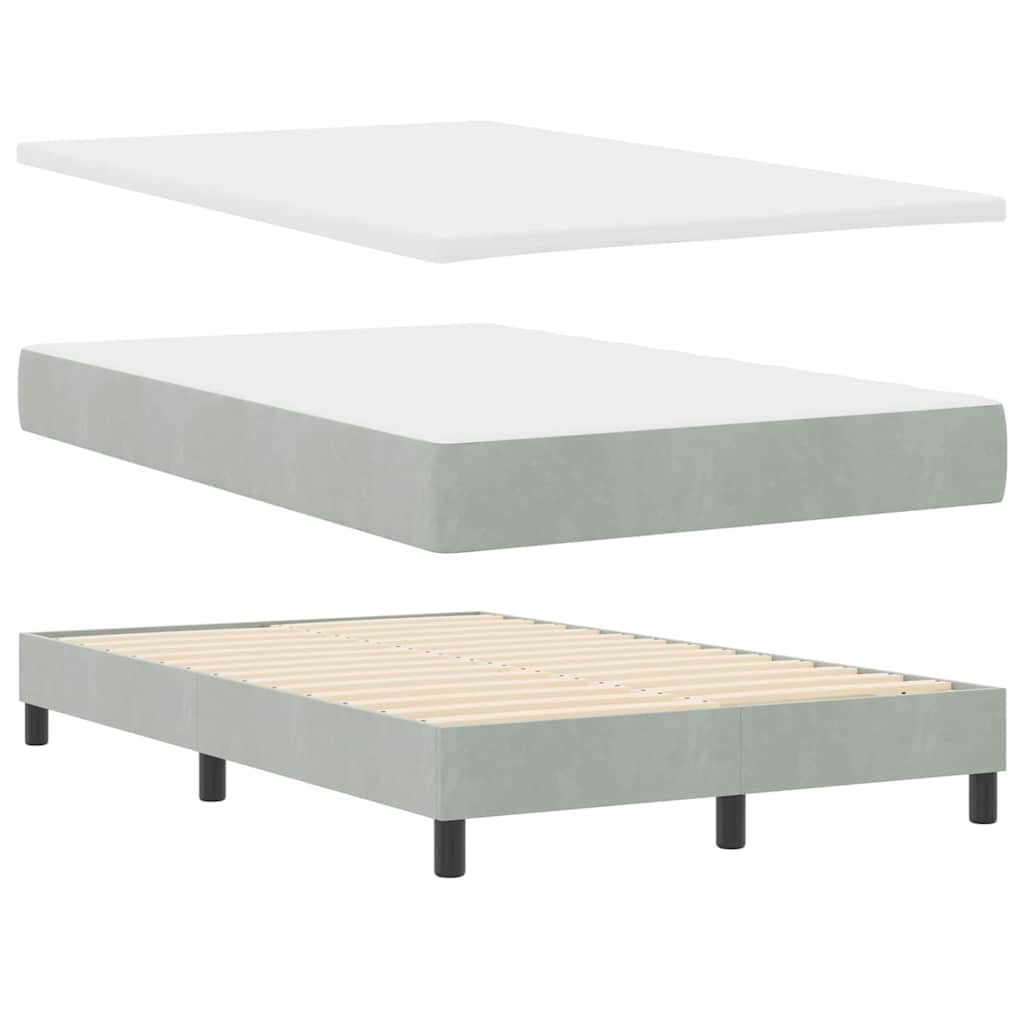 Box Spring Bed with Mattress Light Grey 120 x 190 cm Velvet