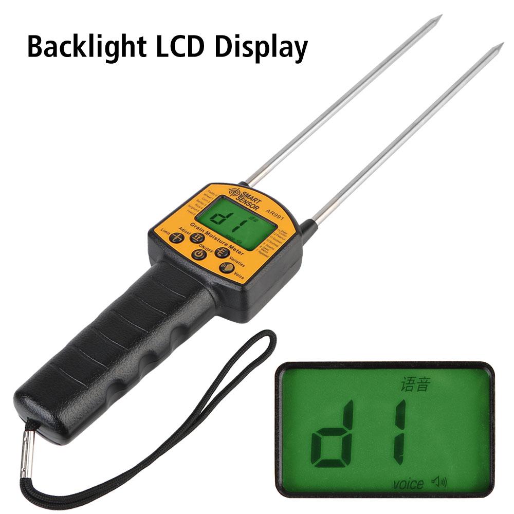 Digital with Measuring Probe Grain Moisture Meter Humidity Tester for Corn Wheat Rice Bean Smart Sensor LCD Display Agricultural Tools Hygrometer
