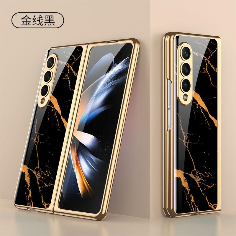 

Оригінальний чохол для Samsung Galaxy Z Fold 7 6 5 Розкішний розписний скляний протиударний гальванічний жорсткий чохол-рамка для Galaxy Z Fold4 For Galaxy Z Fold 7