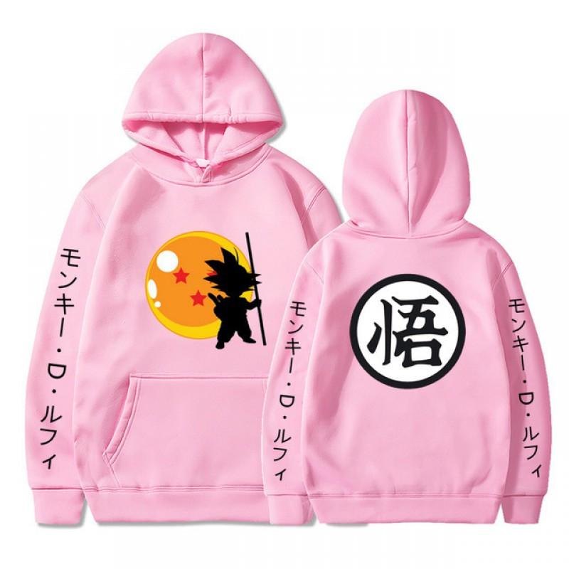 Anime Dragon Balls Fleece Lined Hoodie Teens Men Casual Long Sleeve Pullover Sweatshirt In Yellow Red Gray Black Pink