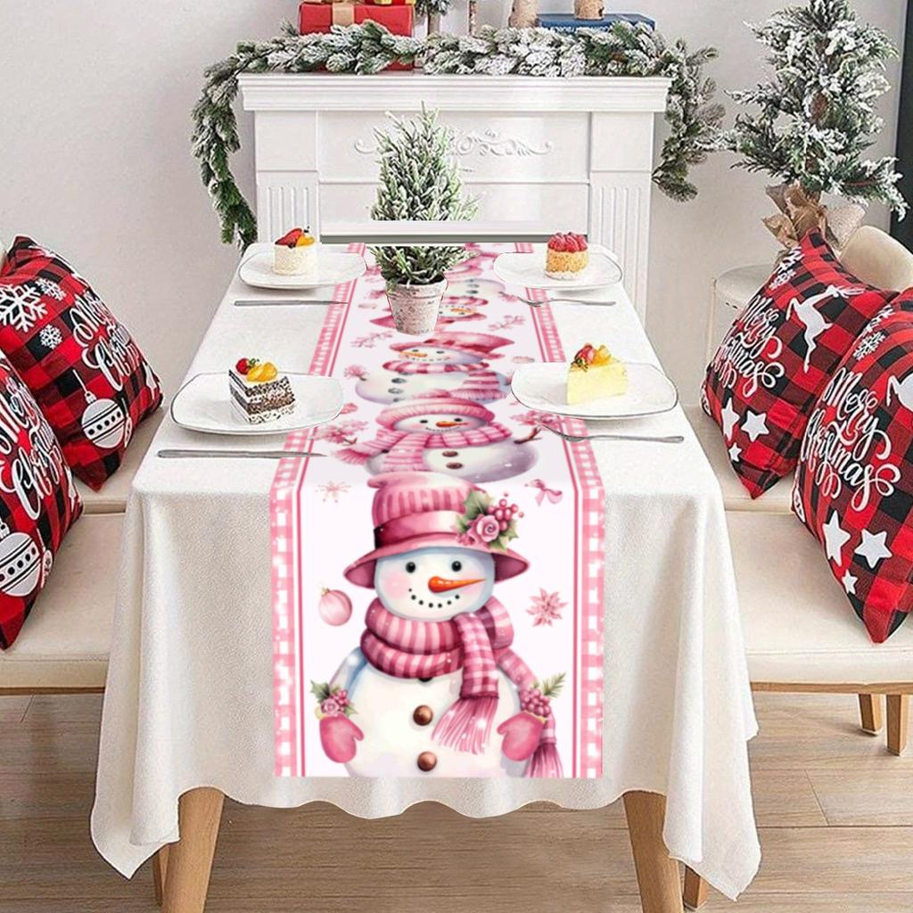 Pink Christmas Table Runner Santa Claus Table Flag Christmas Decorations For Home 2025 Xmas Navidad Gifts New Year Tablecloth