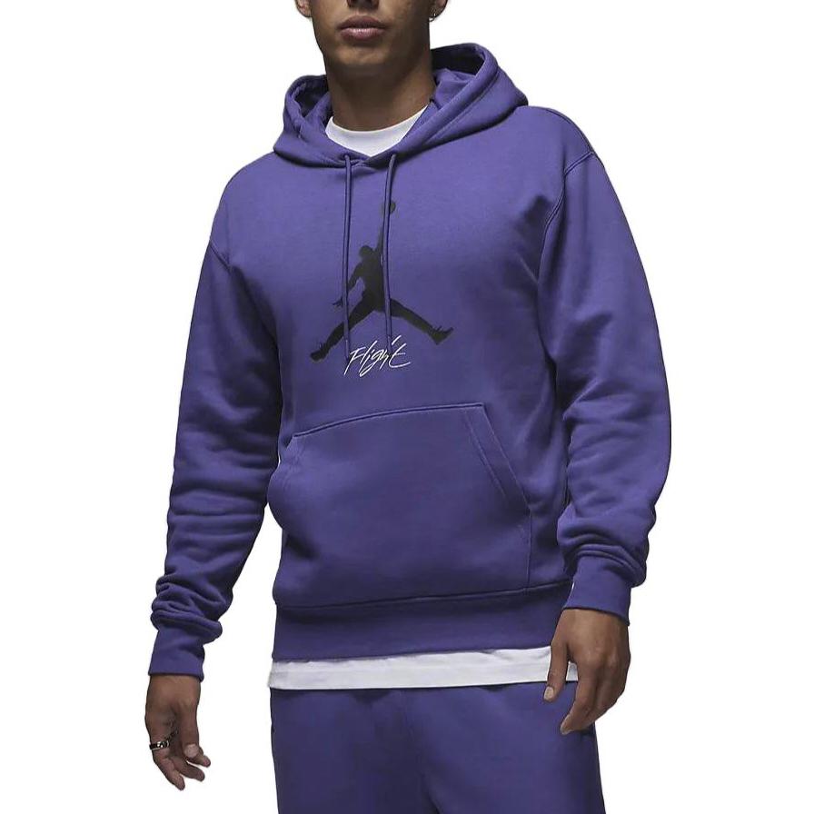 Jordan Essentials Logo Print Hoodie Long Sleeve Casual Sweatshirt Men Tops Purple FD7546-502