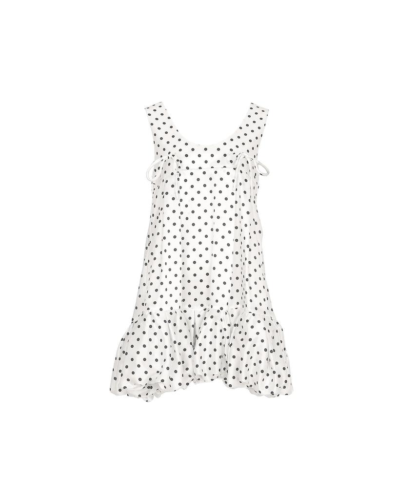 Bimuet White Mini Dress With Dot Ribbon Detail