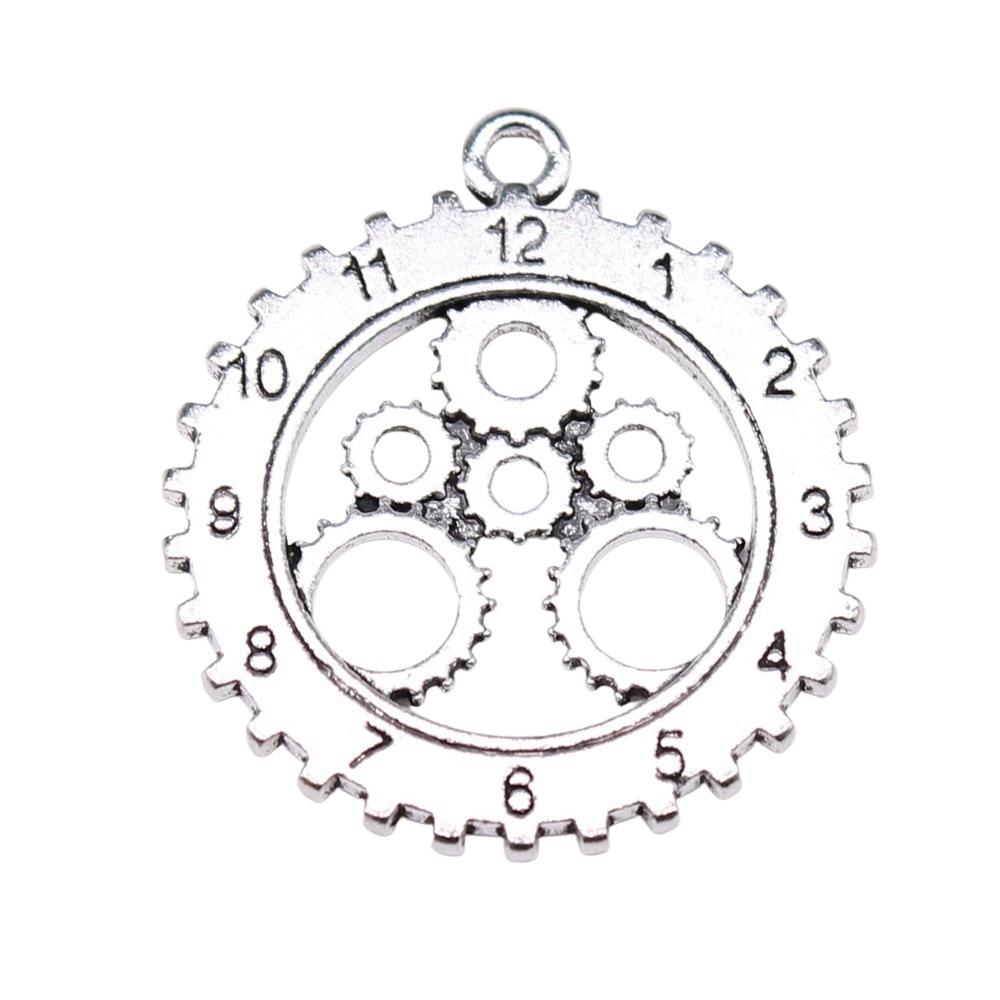 

5шт. Подвески-шестерни, подвески античное серебро, цвет цинкового сплава, 25х28 мм.