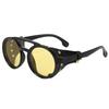 Leather Side Retro Round Glasses Anti Wind Vintage Goggles Classic Steampunk Sunglasses  Outdoors