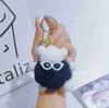 Cartoon Unique Plush Rabbit Fur Keychain Colorful Pom Pom Decoration For Bags Accessories And