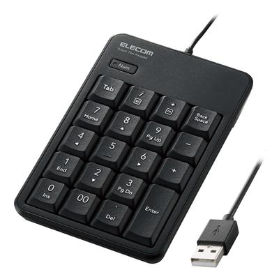 ELECOM Numeric Quiet Compatible with Black Keypad, Wired, Design, Antibacterial, Windows/Chrome OS/macOS, TK-TCM021SKBK