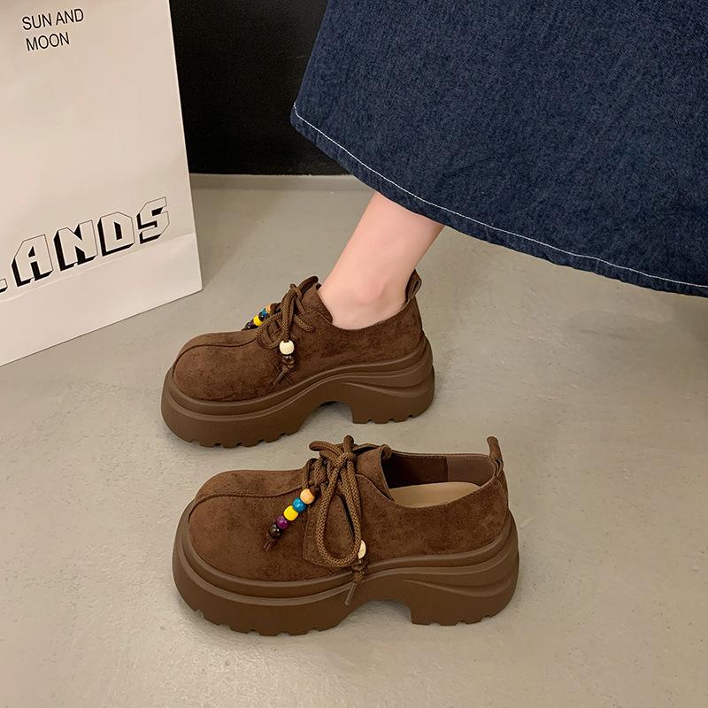 Retro Thick-soled Muffin Increases the Height of Big-headed Children's Summer Outer Wear All-inclusive Autumn New Single Shoes