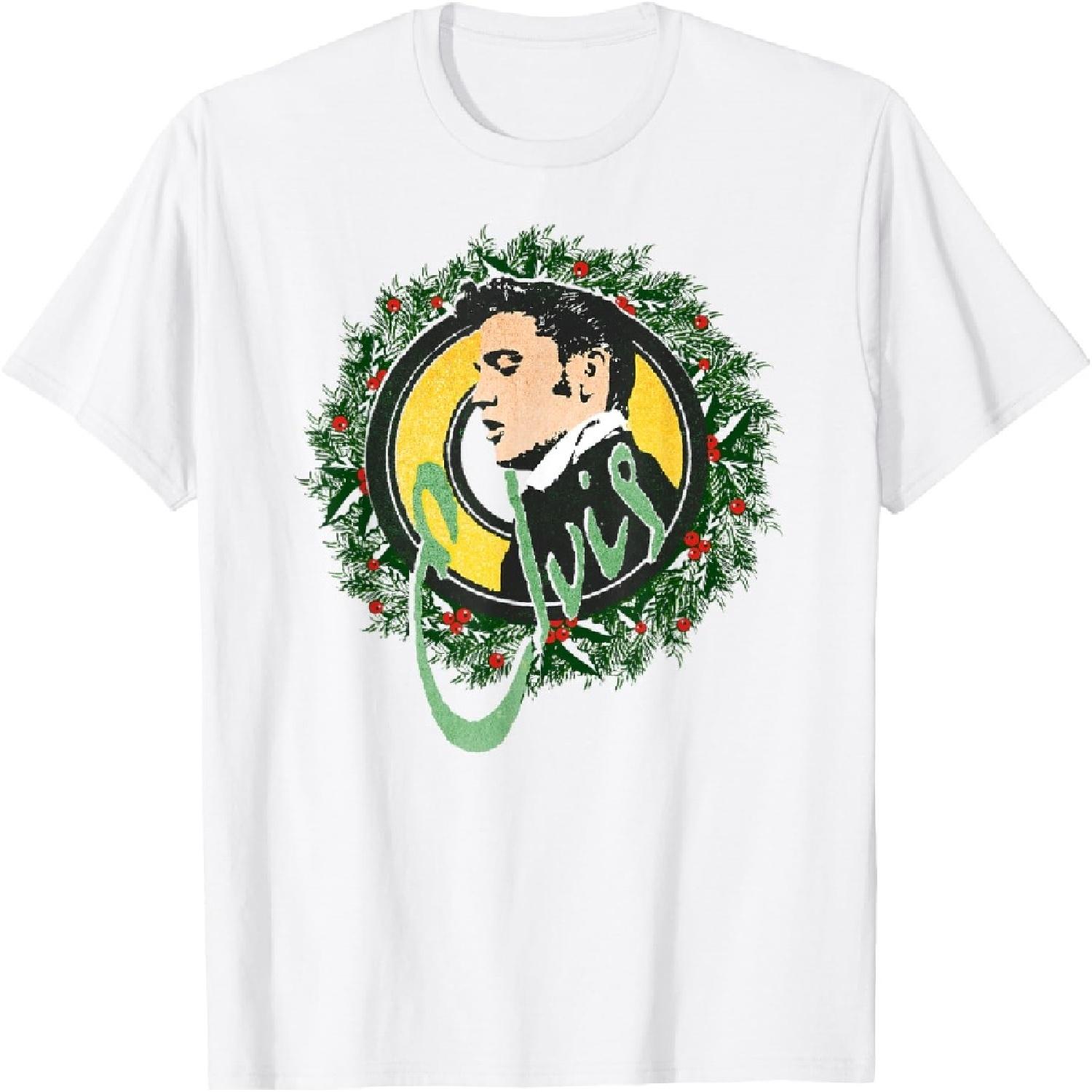 Elvis Presley Official Elvis Christmas Wreath T-Shirt XXXXXL белый