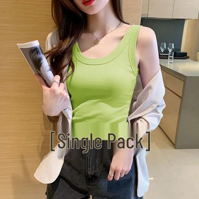 

Женская летняя майка из ледяного шелка: Короткий жилет без рукавов для прикрытия и создания стройнящего эффекта XXL зелёный