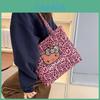 Hello Kitty Leopard Print Canvas Girls Shoulder Bag With Breathable Lightweight Fabric For School And Daily Use