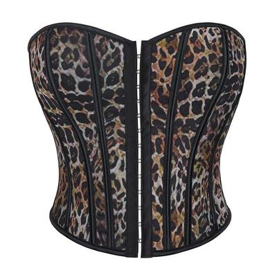 Leopard Print Strapless Push-Up Corset Top for Women