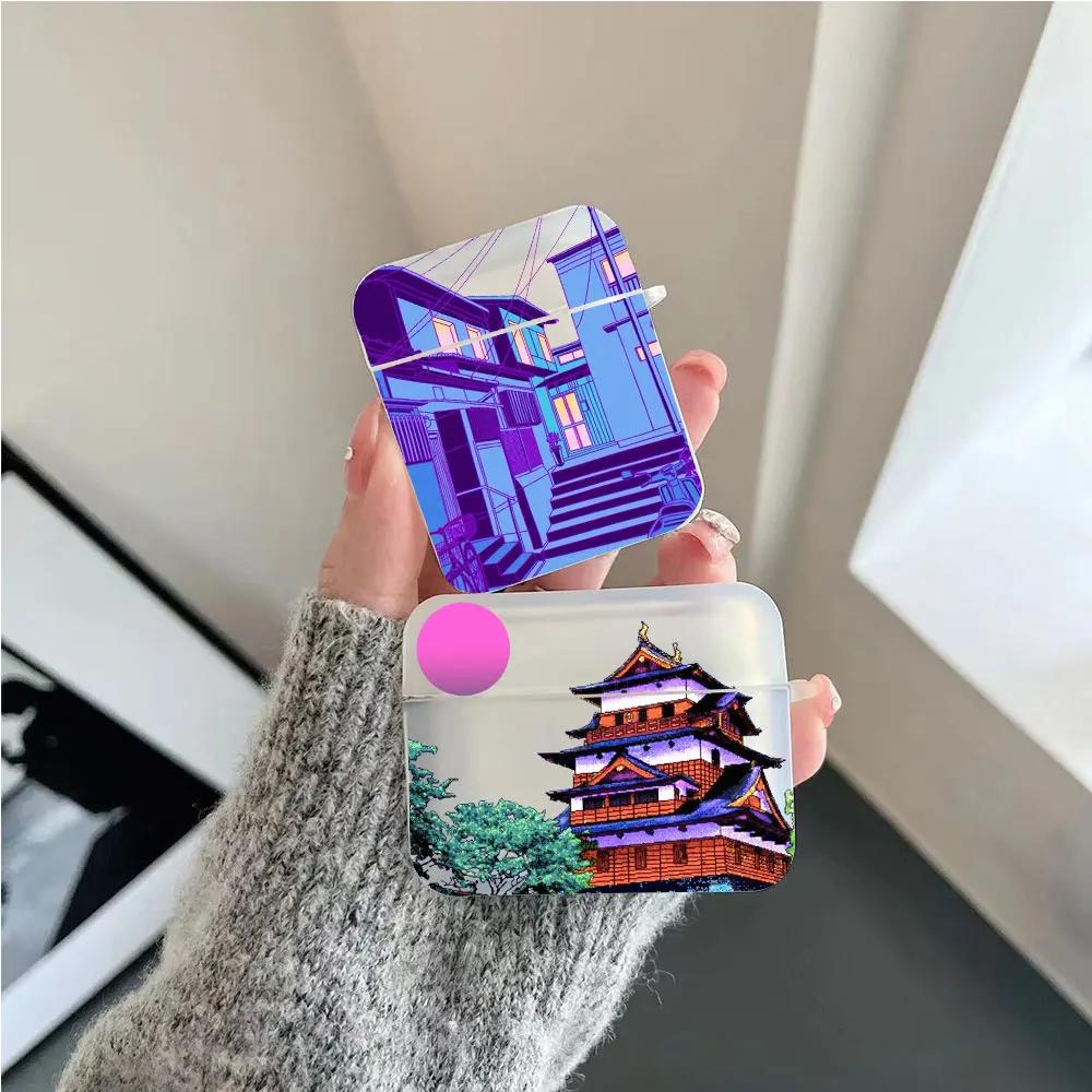 Japanese Anime Landscape Earphone Case for Airpods 4th 3rd Pro 3 2 Shockproof Cover for Airpod 2 3 1 Protective Accessorie Shell