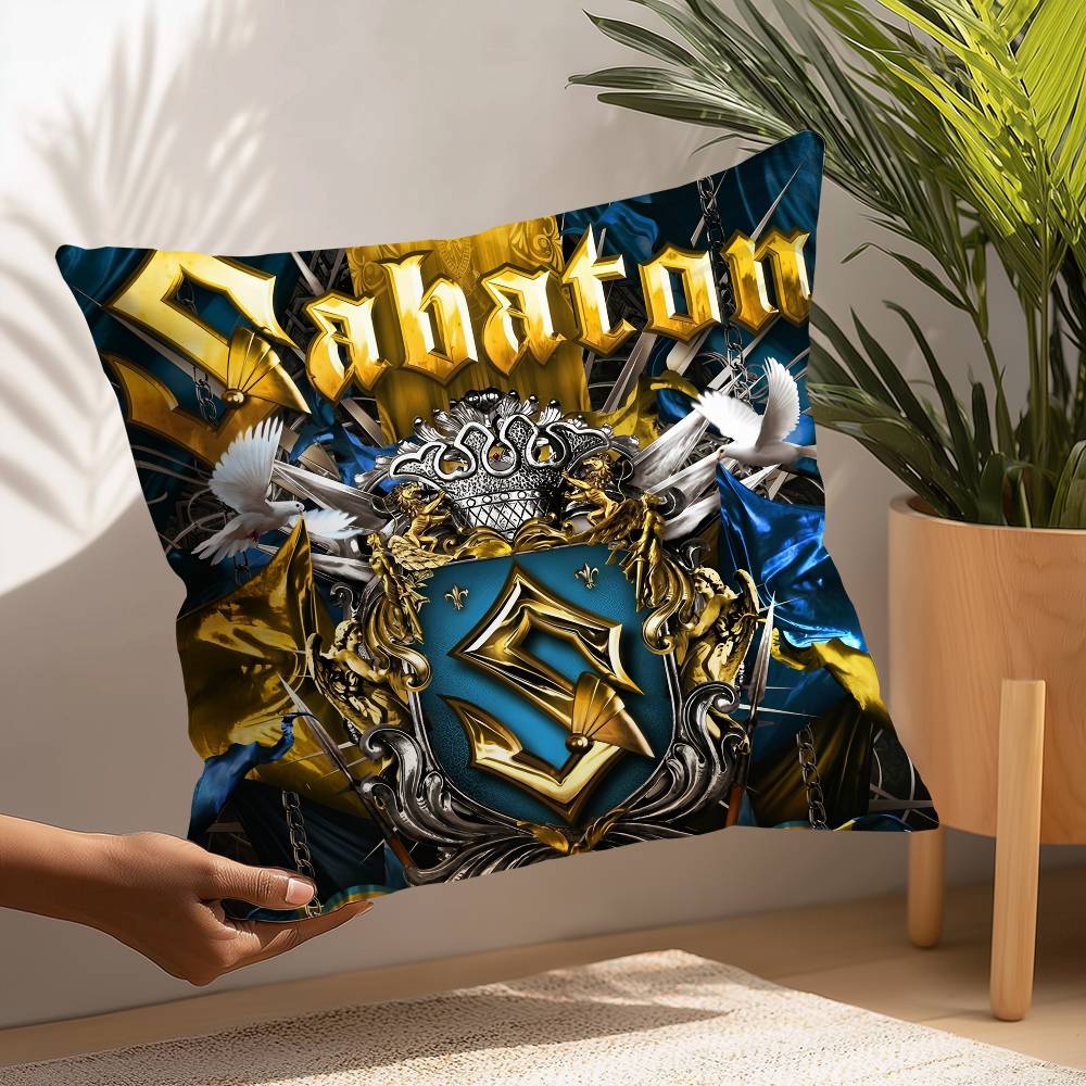 

S-Sabaton Album Covers Pillow Case Square Double‑Sided Print Cushion Case For Sofa Home Bedchamber Decor Gift 16x16Inch