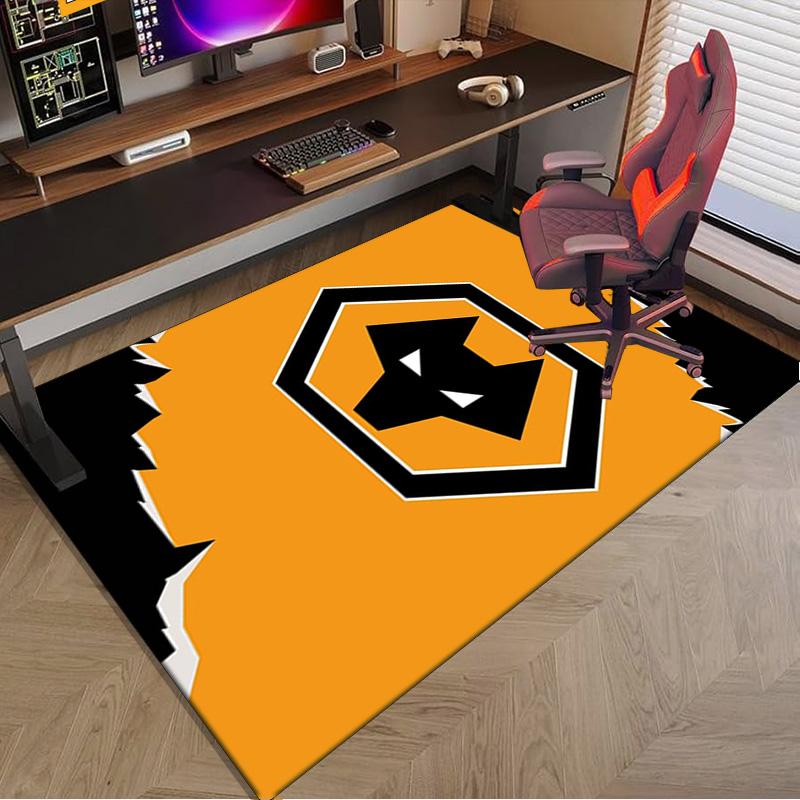 Wolves Football Club Emblem Printed Area Rug for Office, Chair Rug, Decorative Carpet Floor Mat, Large Size Fan Gifts Christmas Gifts