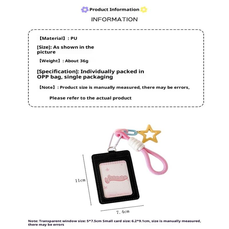 1Pc Ins Black Pu Card Holder Kpop Photo Card Display Pendant Student Id Card Storage Protective Cover Kpop Stationery