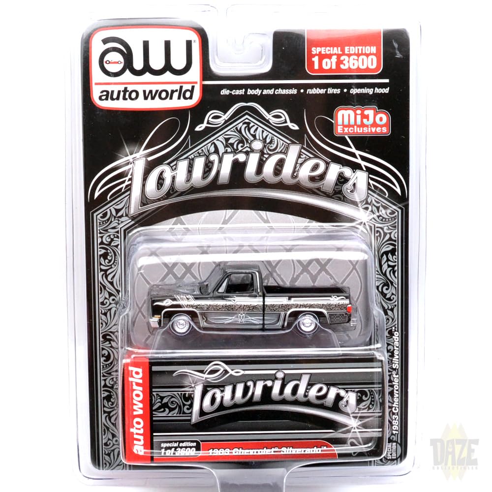 auto world Масштаб 1:64 «MiJo EXCLUSIVE - 1988 CHEVROLET SILVERADO - ЧЕРНЫЙ - LOWRIDERSCP8080-24»