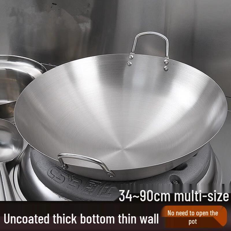 Commercial 201 Stainless Steel Double-Handle Wok