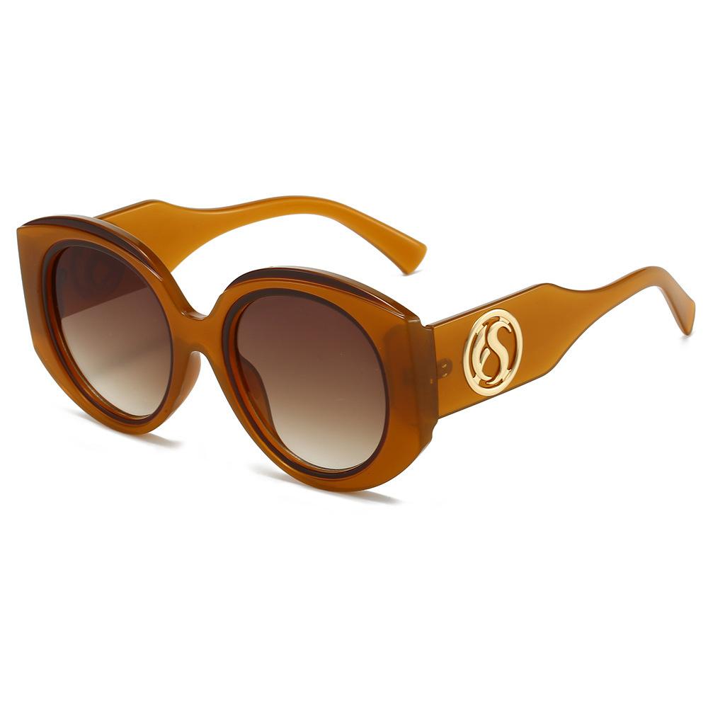 New Retro Fashion Gradient Round Frame Women Sunglasses Y2K Color Block Frame Trendy All Match Casual Men Sun Glasses UV400