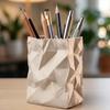 Yousheng Paper Bag Style Pen Holder Wrinkle Texture PLA Desktop Organizer for Office School Home Multi-Purpose Storage for Brushes Remote Rustic