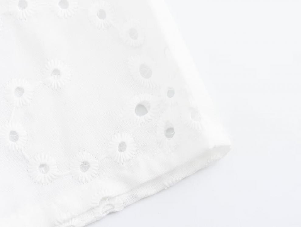 Summer European & American Style Women's Hollow Embroidery Midi Dress