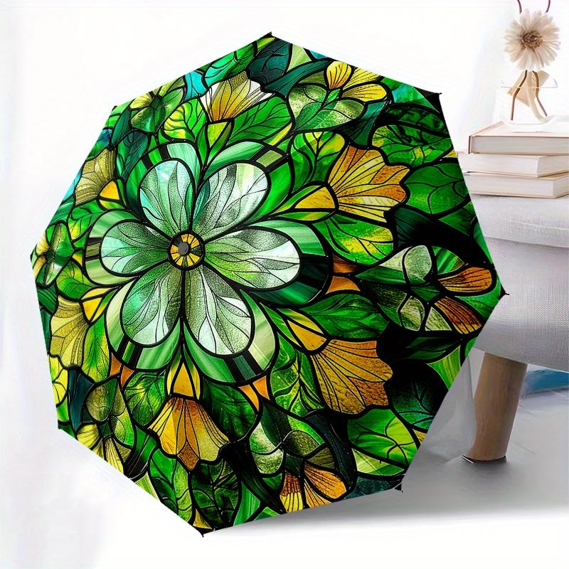 Stained Glass Window Panel - Floral Design for Home Decor (Circular) Umbrella, Christmas Gift Y103