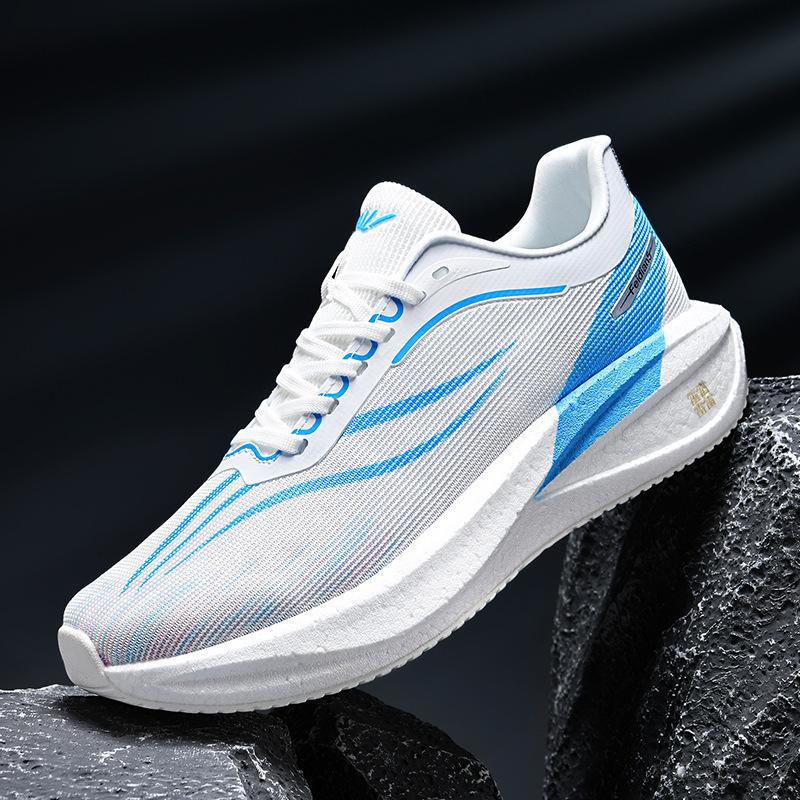 Guochao Youth Full Palm Carbon Board Racing Running Shoes Men's 2025 New Flying Woven Mesh Breathable Real Explosive Sports Shoes