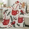 1pc Christmas Flannel Blanket - Soft Cozy Throw with Festive Cocoa Gingerbread Pine Print, All-Season Warmth for Couch
