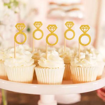 Kuchendeckel, Einsteckkarte, Ringform, Cupcake-Topper, Glitzer, Brautparty, Ehering, Cupcake-Picks, Hochzeit, Verlobung, Jahrestag